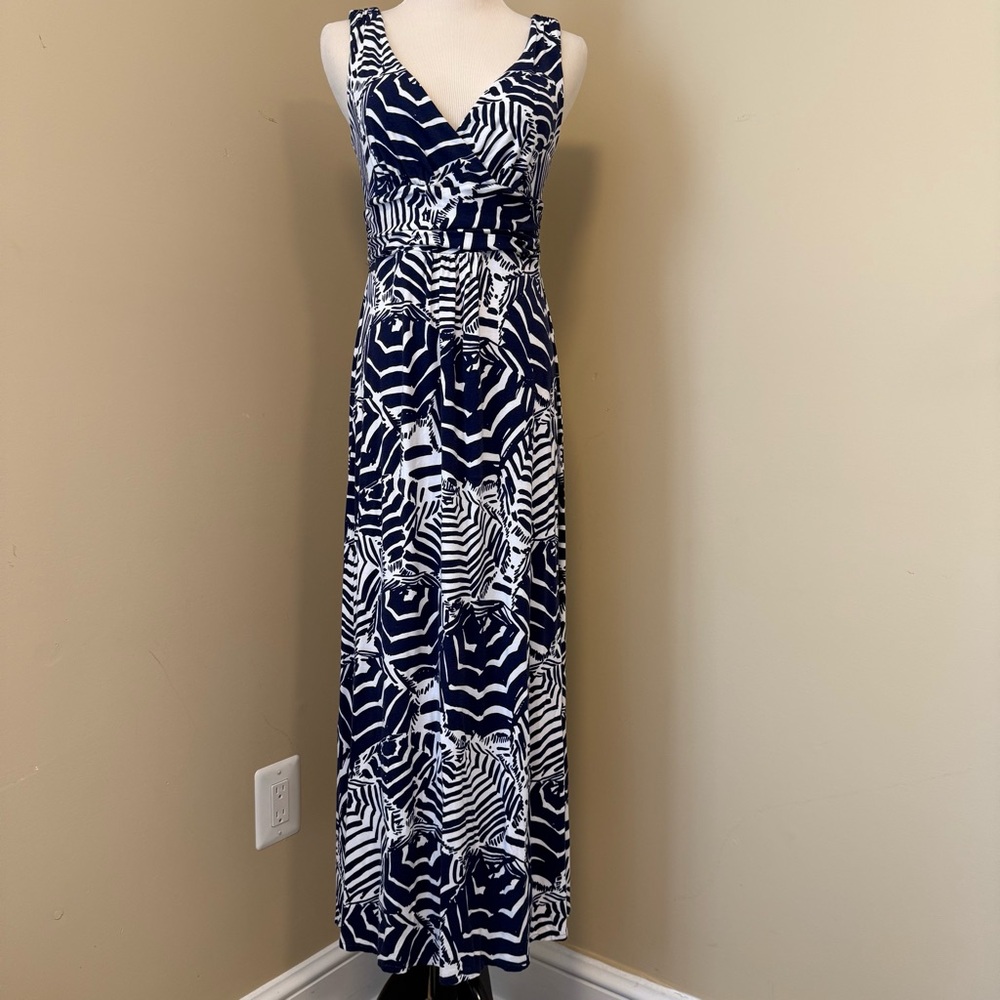 Lilly Pulitzer Navy and White Geometric Maxi Dress